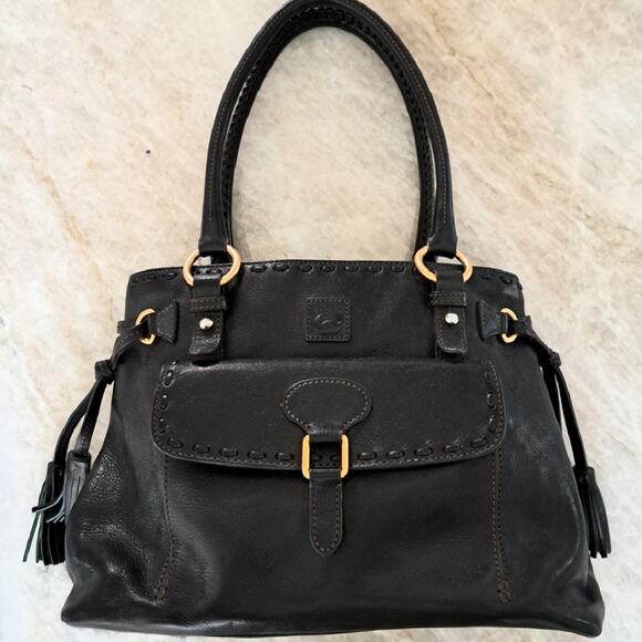 Dooney & Bourke Florentine Whipstitch Front  Pocket Satchel Bag Black  RARE - Picture 13 of 13